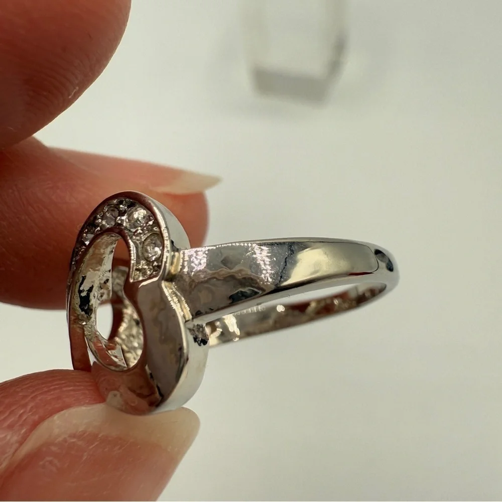 Elegant Silvertone Infinity Heart Ring